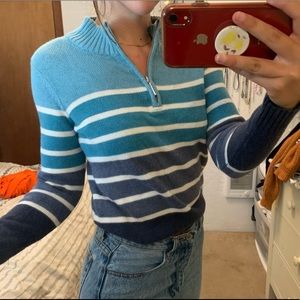 Striped quarter zip blue sweater